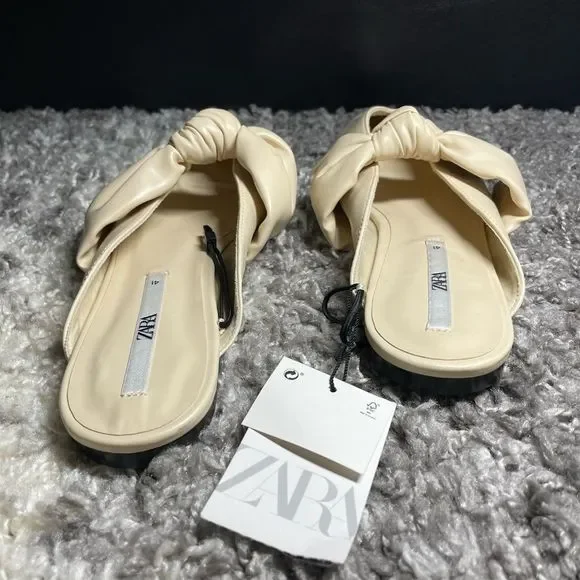 Zara Ivory Pointed Knot-Detail Mules - Picture 5 of 7